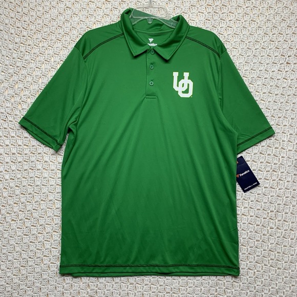 University of Oregon College Polo-shirt  Men Green Solid Polyester Fanatics NWT - Picture 1 of 7